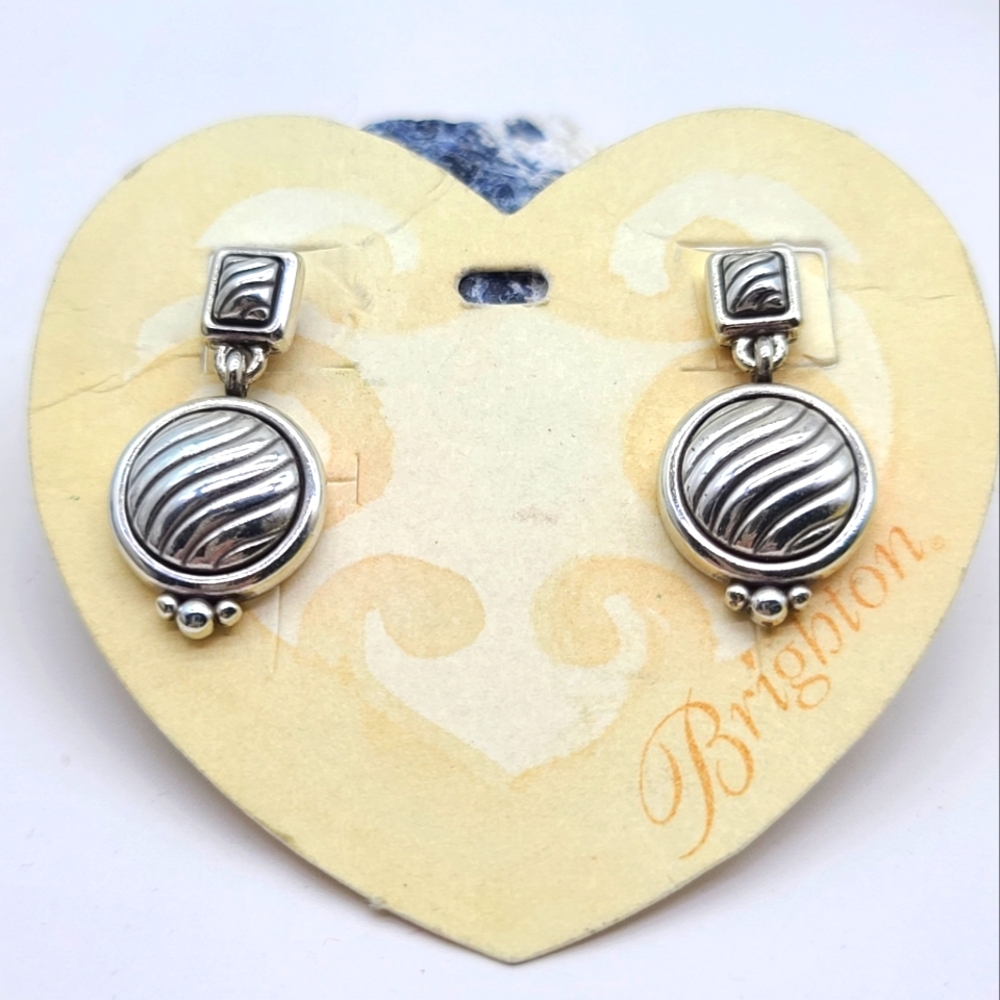 $42 NWTS! Brighton 'Cetara" Wavy Lined Post Earrings w Circular Waved Drop!